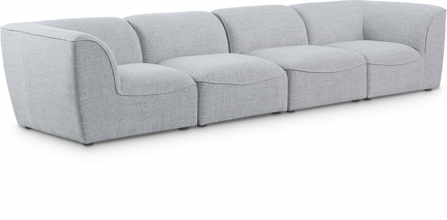 Miramar 142" Linen Textured Fabric Upholstered 4pc. Modular Sofa