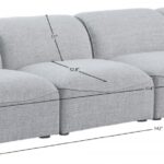Miramar 142" Linen Textured Fabric Upholstered 4pc. Modular Sofa