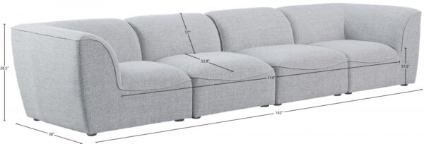 Miramar 142" Linen Textured Fabric Upholstered 4pc. Modular Sofa