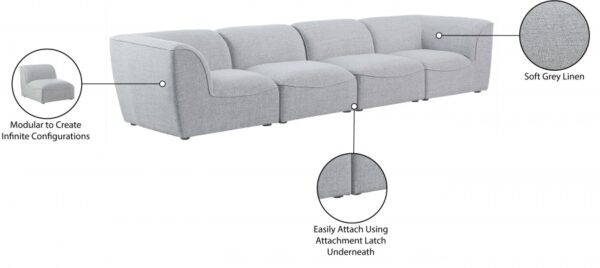 Miramar 142" Linen Textured Fabric Upholstered 4pc. Modular Sofa