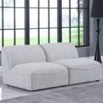 Miramar 66" Linen Textured Fabric Upholstered 2pc. Armless Modular Loveseat