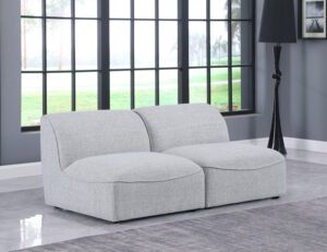 Miramar 66" Linen Textured Fabric Upholstered 2pc. Armless Modular Loveseat
