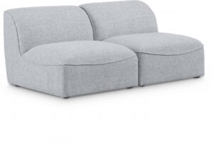 Miramar 66" Linen Textured Fabric Upholstered 2pc. Armless Modular Loveseat