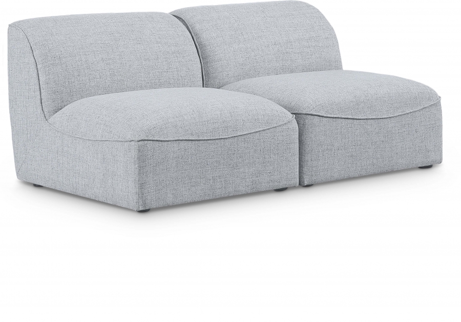 Miramar 66" Linen Textured Fabric Upholstered 2pc. Armless Modular Loveseat