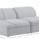 Miramar 66" Linen Textured Fabric Upholstered 2pc. Armless Modular Loveseat