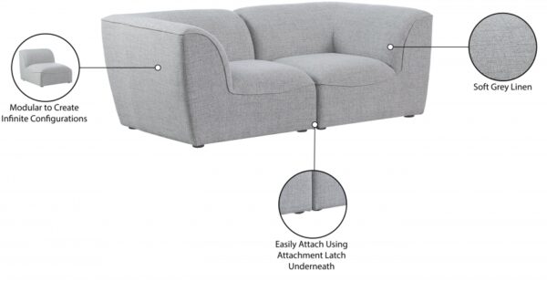 Miramar 76" Linen Textured Fabric Upholstered 2pc. Modular Loveseat