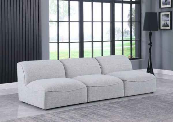 Miramar 99" Linen Textured Fabric Upholstered 3pc. Armless Modular Sofa
