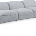 Miramar 99" Linen Textured Fabric Upholstered 3pc. Armless Modular Sofa