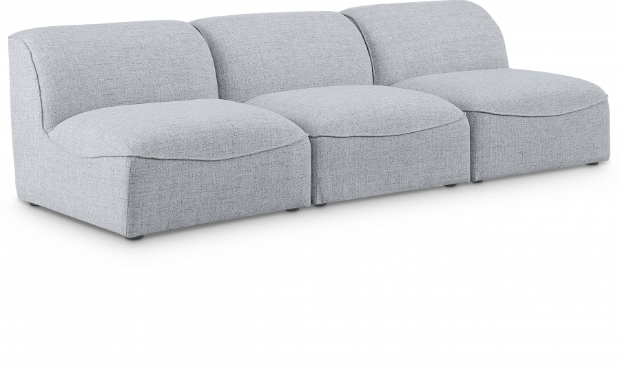 Miramar 99" Linen Textured Fabric Upholstered 3pc. Armless Modular Sofa