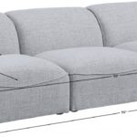Miramar 99" Linen Textured Fabric Upholstered 3pc. Armless Modular Sofa