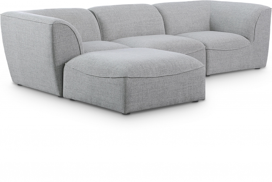 Miramar 109" Linen Textured Fabric Upholstered 4pc. Modular Sectional