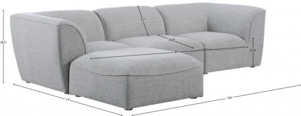 Miramar 109" Linen Textured Fabric Upholstered 4pc. Modular Sectional