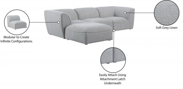 Miramar 109" Linen Textured Fabric Upholstered 4pc. Modular Sectional