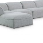 Miramar 142" Linen Textured Fabric Upholstered 5pc. Modular Sectional
