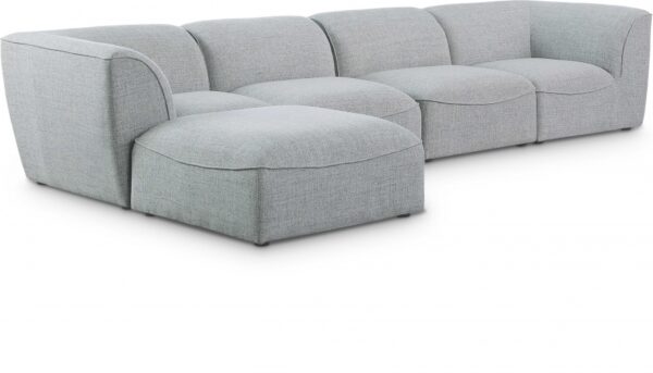 Miramar 142" Linen Textured Fabric Upholstered 5pc. Modular Sectional