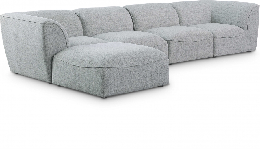 Miramar 142" Linen Textured Fabric Upholstered 5pc. Modular Sectional