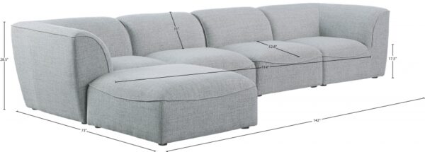 Miramar 142" Linen Textured Fabric Upholstered 5pc. Modular Sectional
