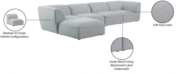 Miramar 142" Linen Textured Fabric Upholstered 5pc. Modular Sectional