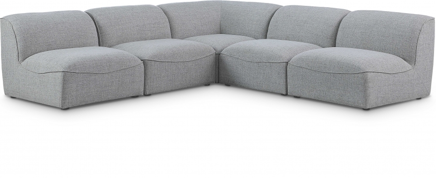 Miramar 104" Linen Textured Fabric Upholstered 5pc. Modular Sectional