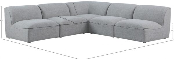 Miramar 104" Linen Textured Fabric Upholstered 5pc. Modular Sectional