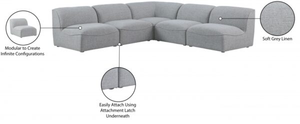 Miramar 104" Linen Textured Fabric Upholstered 5pc. Modular Sectional