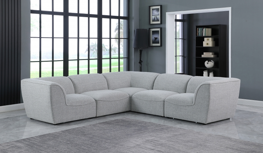Miramar 109" Linen Textured Fabric Upholstered 5pc. Modular Sectional