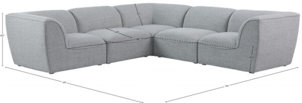 Miramar 109" Linen Textured Fabric Upholstered 5pc. Modular Sectional