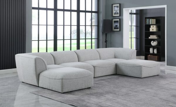 Miramar 142" Linen Textured Fabric Upholstered 6pc. Modular Sectional