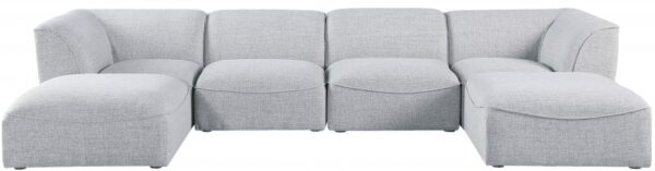 Miramar 142" Linen Textured Fabric Upholstered 6pc. Modular Sectional