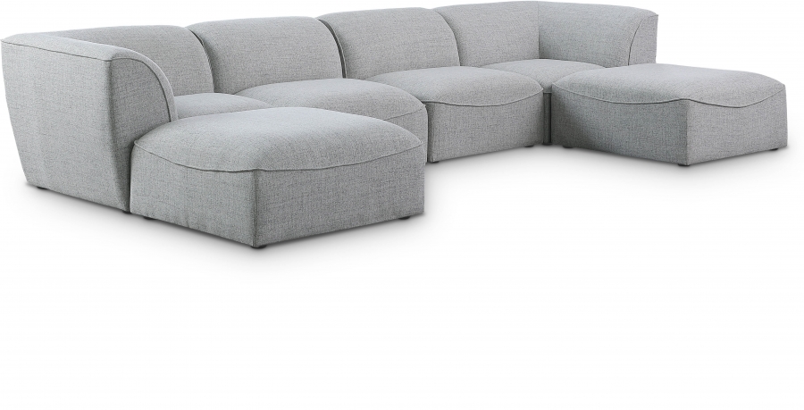 Miramar 142" Linen Textured Fabric Upholstered 6pc. Modular Sectional