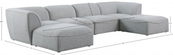 Miramar 142" Linen Textured Fabric Upholstered 6pc. Modular Sectional