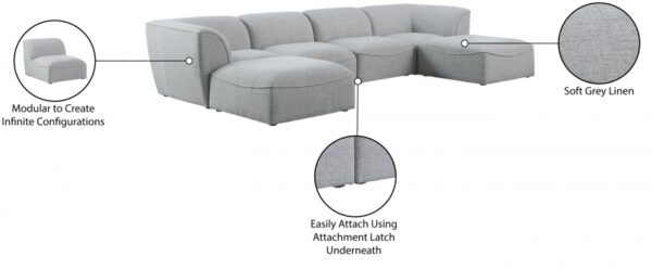 Miramar 142" Linen Textured Fabric Upholstered 6pc. Modular Sectional