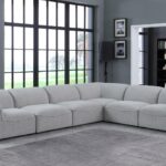 Miramar 142" Linen Textured Fabric Upholstered 6pc. Modular Sectional