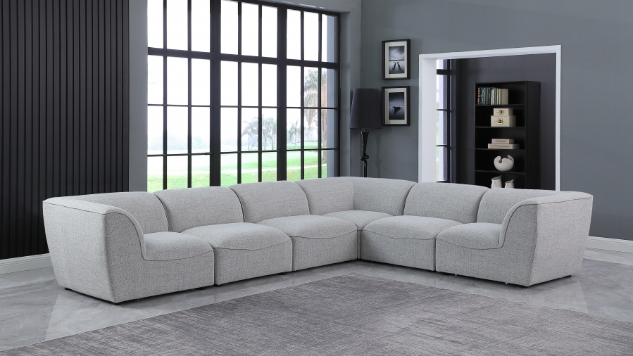 Miramar 142" Linen Textured Fabric Upholstered 6pc. Modular Sectional