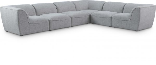 Miramar 142" Linen Textured Fabric Upholstered 6pc. Modular Sectional
