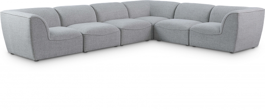 Miramar 142" Linen Textured Fabric Upholstered 6pc. Modular Sectional