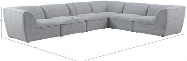 Miramar 142" Linen Textured Fabric Upholstered 6pc. Modular Sectional