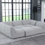 Miramar 109" Linen Textured Fabric Upholstered 6pc. Modular Sectional