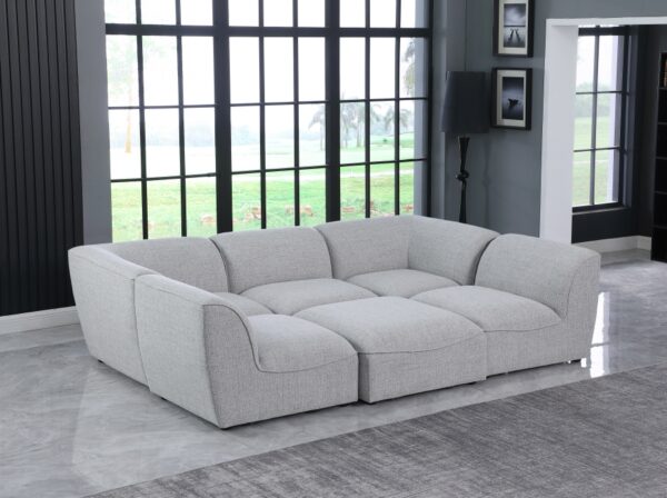 Miramar 109" Linen Textured Fabric Upholstered 6pc. Modular Sectional