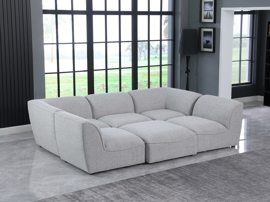 Miramar 109" Linen Textured Fabric Upholstered 6pc. Modular Sectional