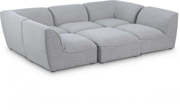 Miramar 109" Linen Textured Fabric Upholstered 6pc. Modular Sectional
