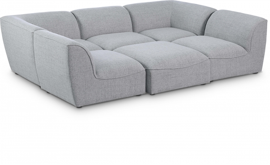 Miramar 109" Linen Textured Fabric Upholstered 6pc. Modular Sectional