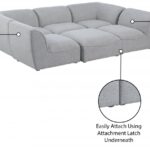 Miramar 109" Linen Textured Fabric Upholstered 6pc. Modular Sectional