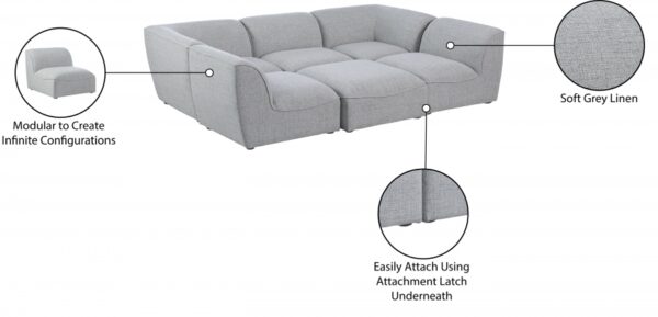 Miramar 109" Linen Textured Fabric Upholstered 6pc. Modular Sectional