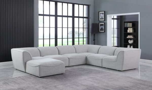 Miramar 142" Linen Textured Fabric Upholstered 7pc. Modular Sectional