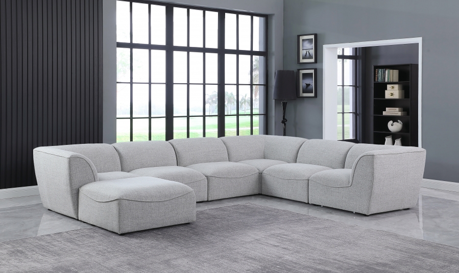 Miramar 142" Linen Textured Fabric Upholstered 7pc. Modular Sectional