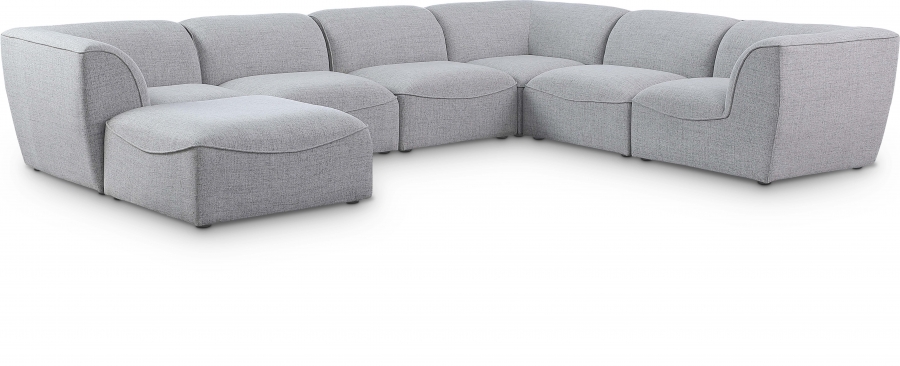Miramar 142" Linen Textured Fabric Upholstered 7pc. Modular Sectional