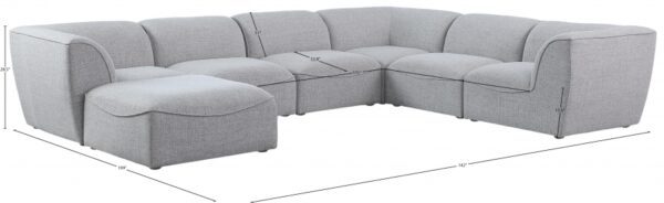 Miramar 142" Linen Textured Fabric Upholstered 7pc. Modular Sectional