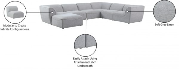 Miramar 142" Linen Textured Fabric Upholstered 7pc. Modular Sectional
