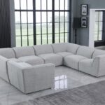 Miramar 142" Linen Textured Fabric Upholstered 8pc. Modular Sectional